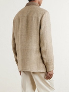Ralph Lauren Purple label - Corduroy and Suede-Trimmed Herringbone Linen Field Jacket - Brown