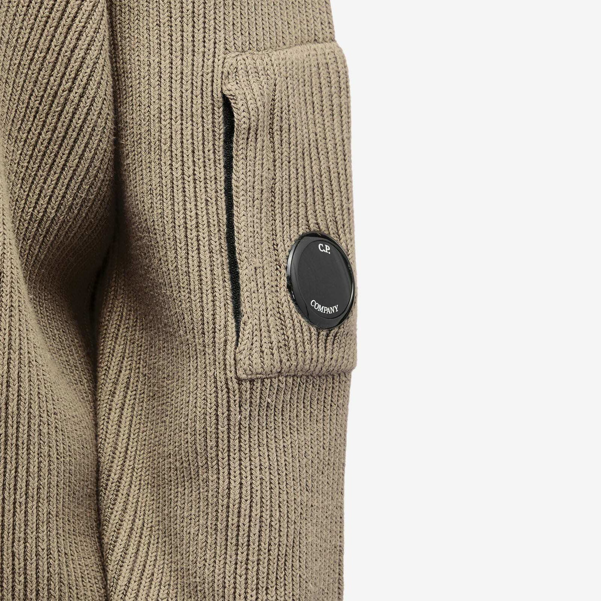 C.P. Company Men's Full Rib Crew Neck Knit in Vintage Khaki C.P. Company Men's Full Rib Crew Neck Knit in Vintage Khaki