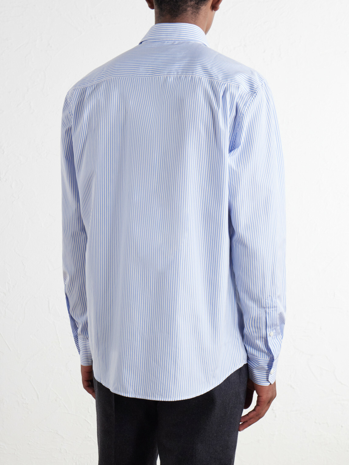 Sunspel - Striped Classic-Collar Cotton-Poplin Shirt - Blue