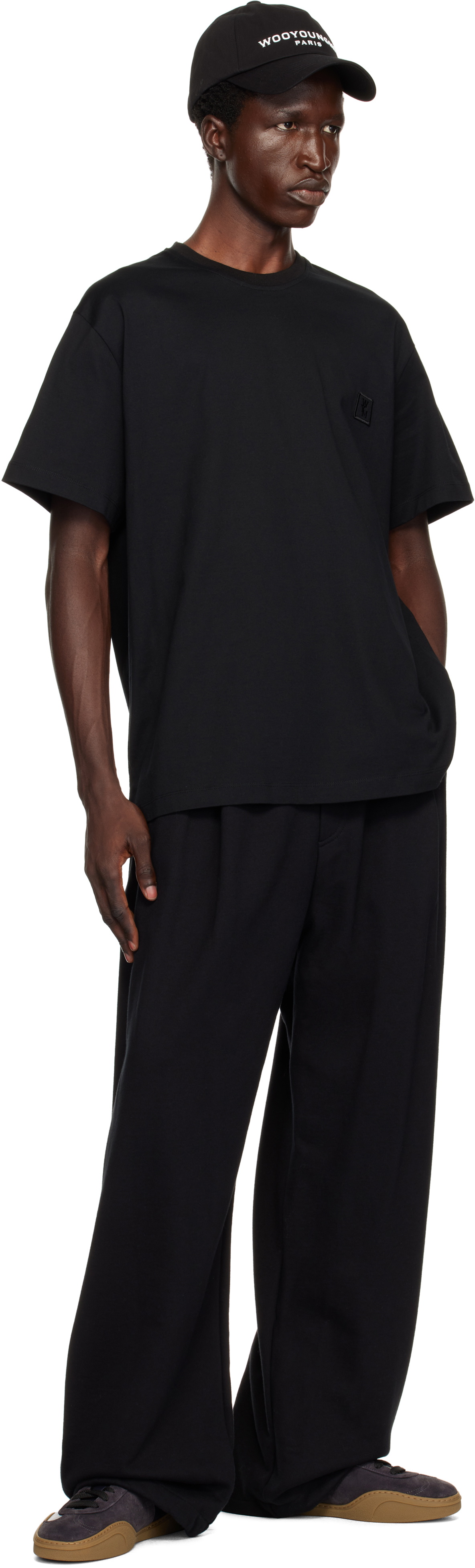 WOOYOUNGMI Black One-Tuck Cotton Sweatpants