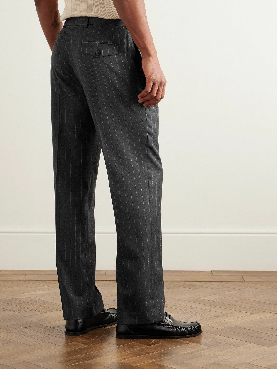 Paul Smith - Straight-Leg Pinstriped Wool Trousers - Gray
