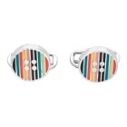 Paul Smith Silver and Multicolor Striped Button Cufflinks