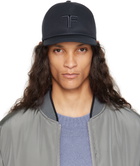 TOM FORD Navy Canvas & Smooth Leather Cap