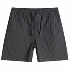 Foret Men's Shift Textured Shorts in Black Stripe