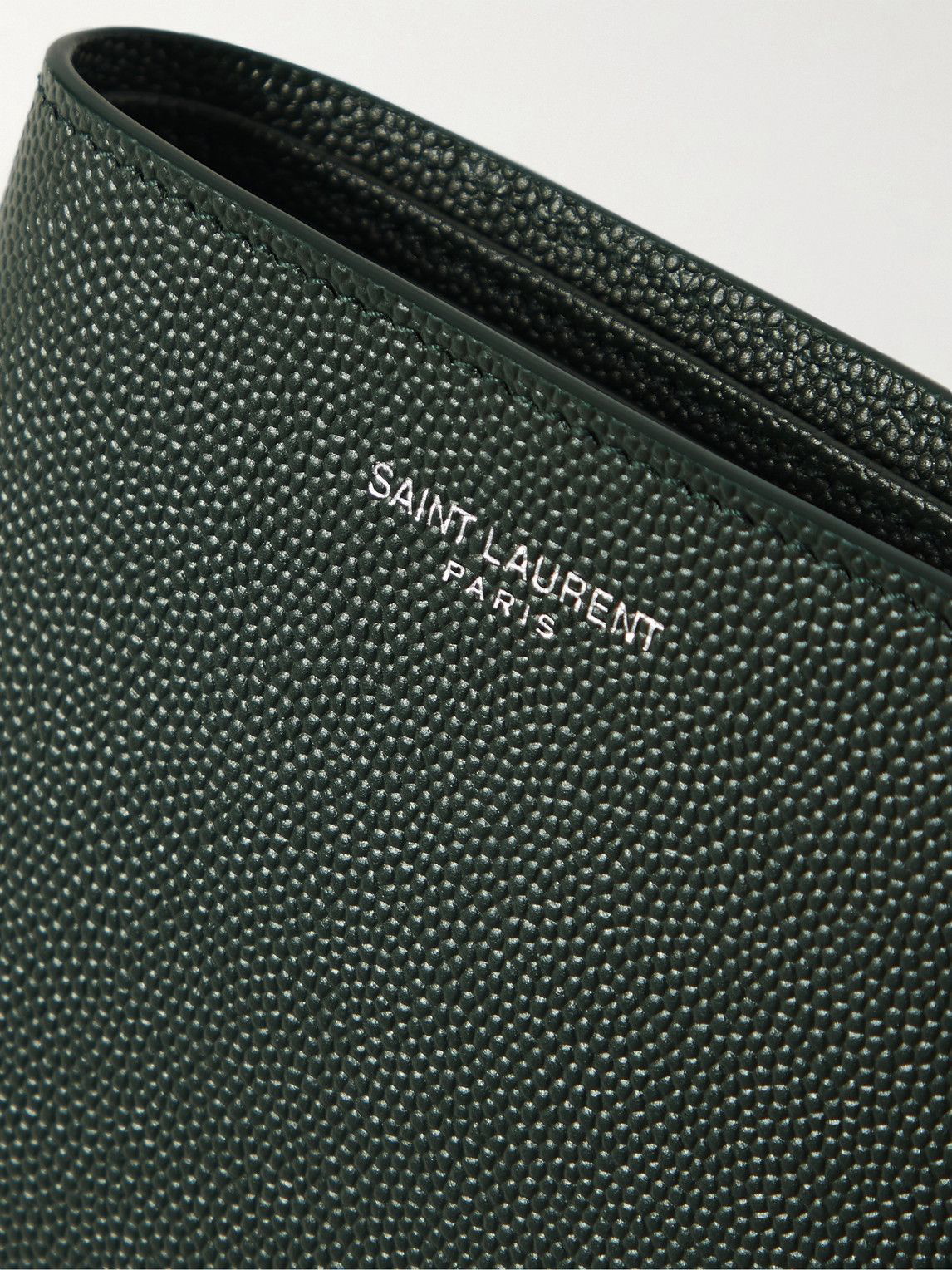SAINT LAURENT Logo-Appliquéd Pebble-Grain Leather Cardholder for Men
