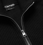 TOM FORD - Ribbed Wool and Cashmere-Blend Half-Zip Sweater - Black