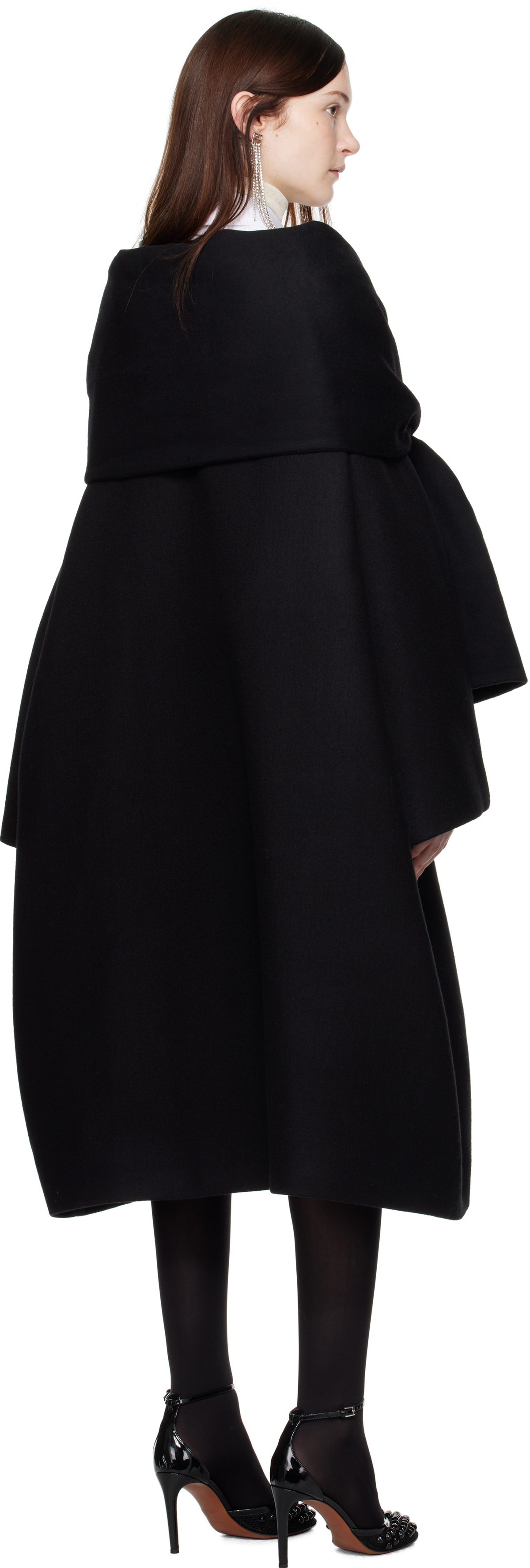 MARIE ADAM-LEENAERDT Black Scarf Coat