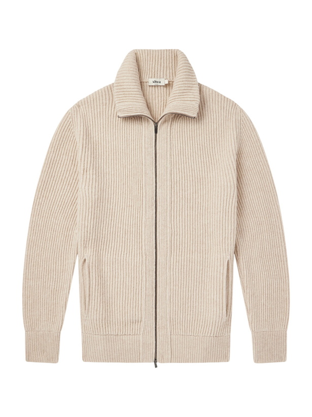 Photo: Altea - Ribbed Virgin Wool Cardigan - Neutrals