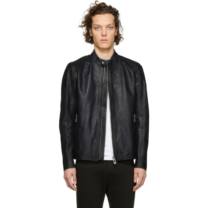 Photo: Belstaff Blue Leather Bandit Jacket