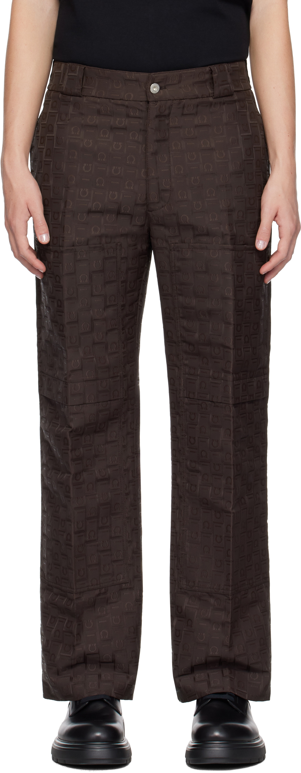 Ferragamo Brown Ferragamo Monogram Trousers