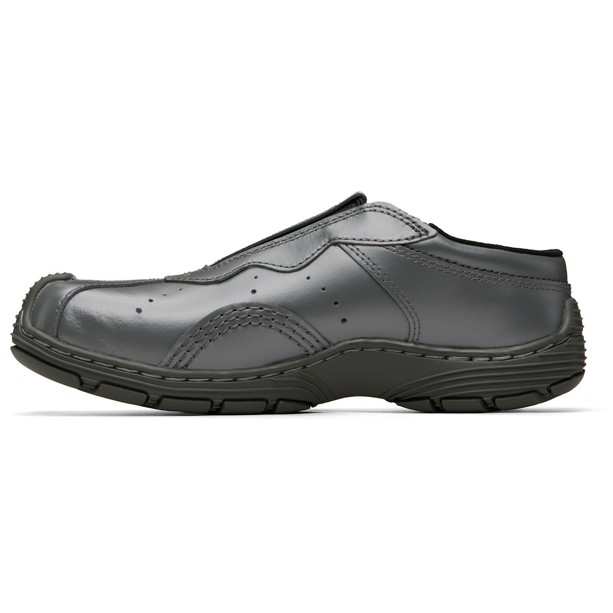 Dr. Martens Gray Aurix Satin Finish Leather Mule Loafers