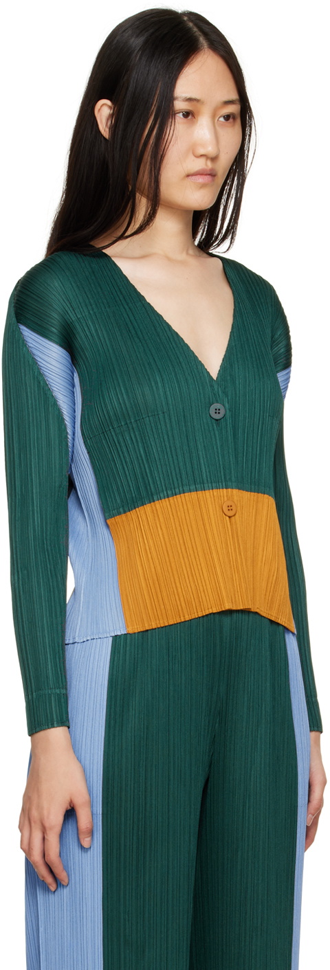 Pleats Please Issey Miyake Green Ensemble Cardigan Pleats Please ...