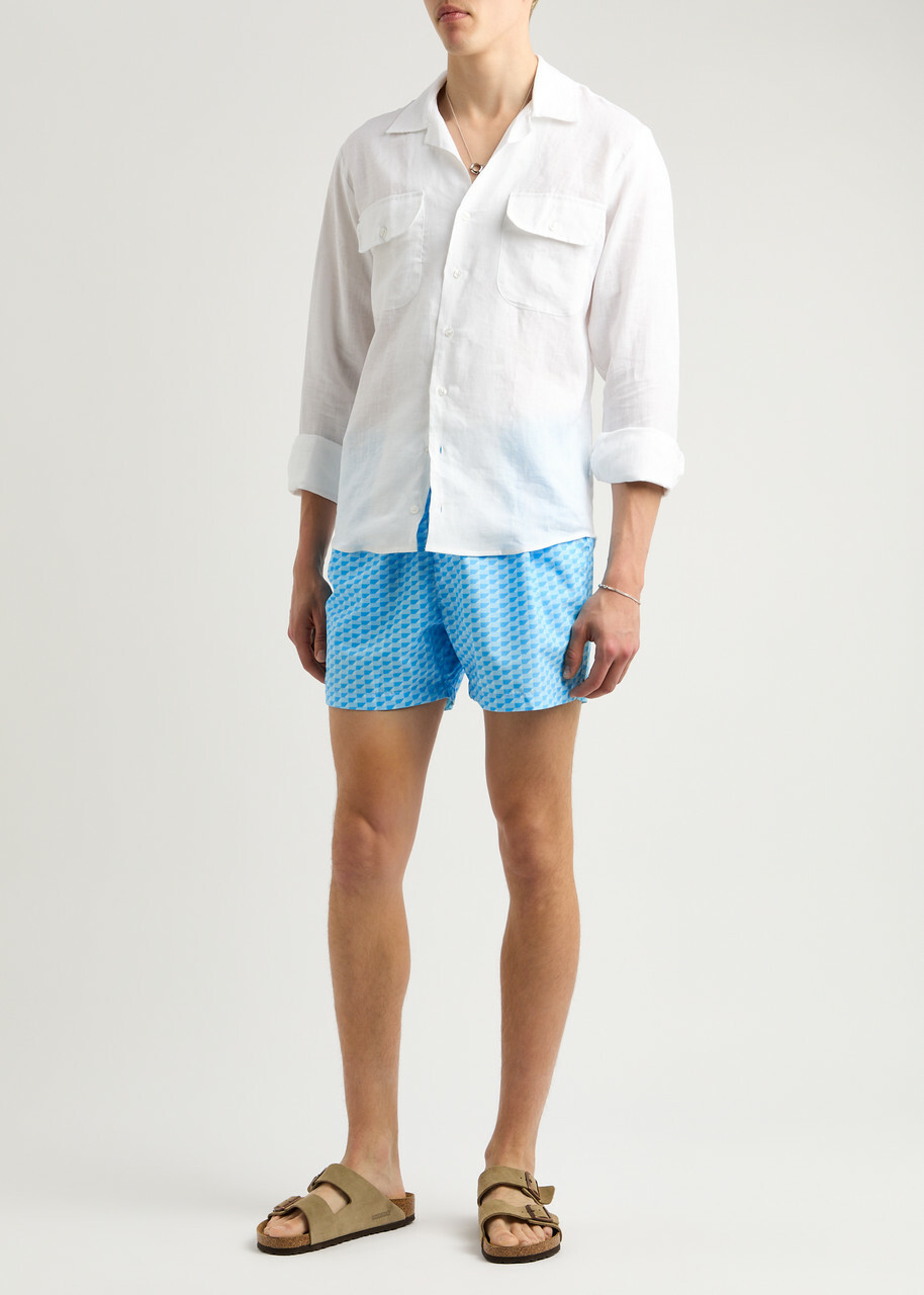 Gusari The London Printed Shell Swim Shorts Blue