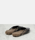Brunello Cucinelli Shearling-trimmed leather slippers