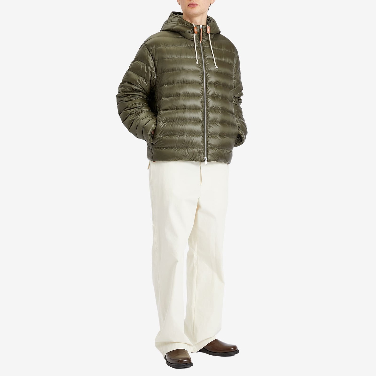 Jil Sander+ Men's Regular Fit Hooded Lightweight Down Blouson in Pickle