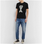 AMI - Logo-Print Cotton-Jersey T-Shirt - Black