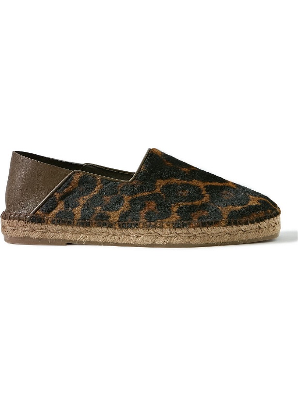 Photo: TOM FORD - Barnes Collapsible-Heel Leopard-Print Calf Hair and Leather Espadrilles - Animal print