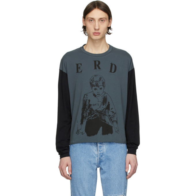 Enfants Riches Deprimes Grey and Black Printed Long Sleeve T-Shirt