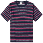 Velva Sheen Men's Made in Japan Jacquard Stripe T-Shirt in Purple