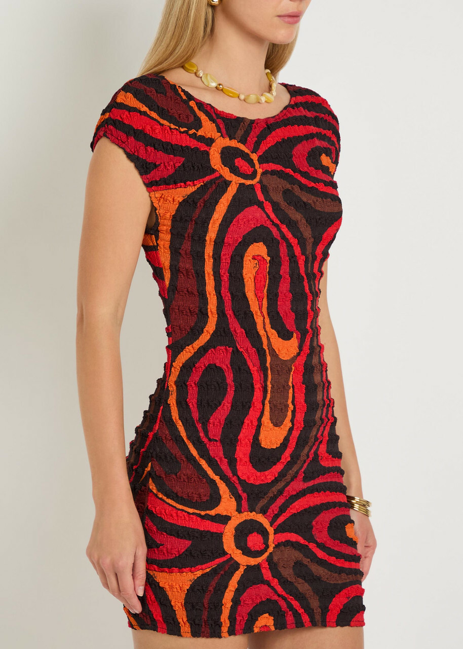 Pucci Printed Seersucker Mini Dress Orange
