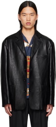 Bally Black Notched Leather Jacket