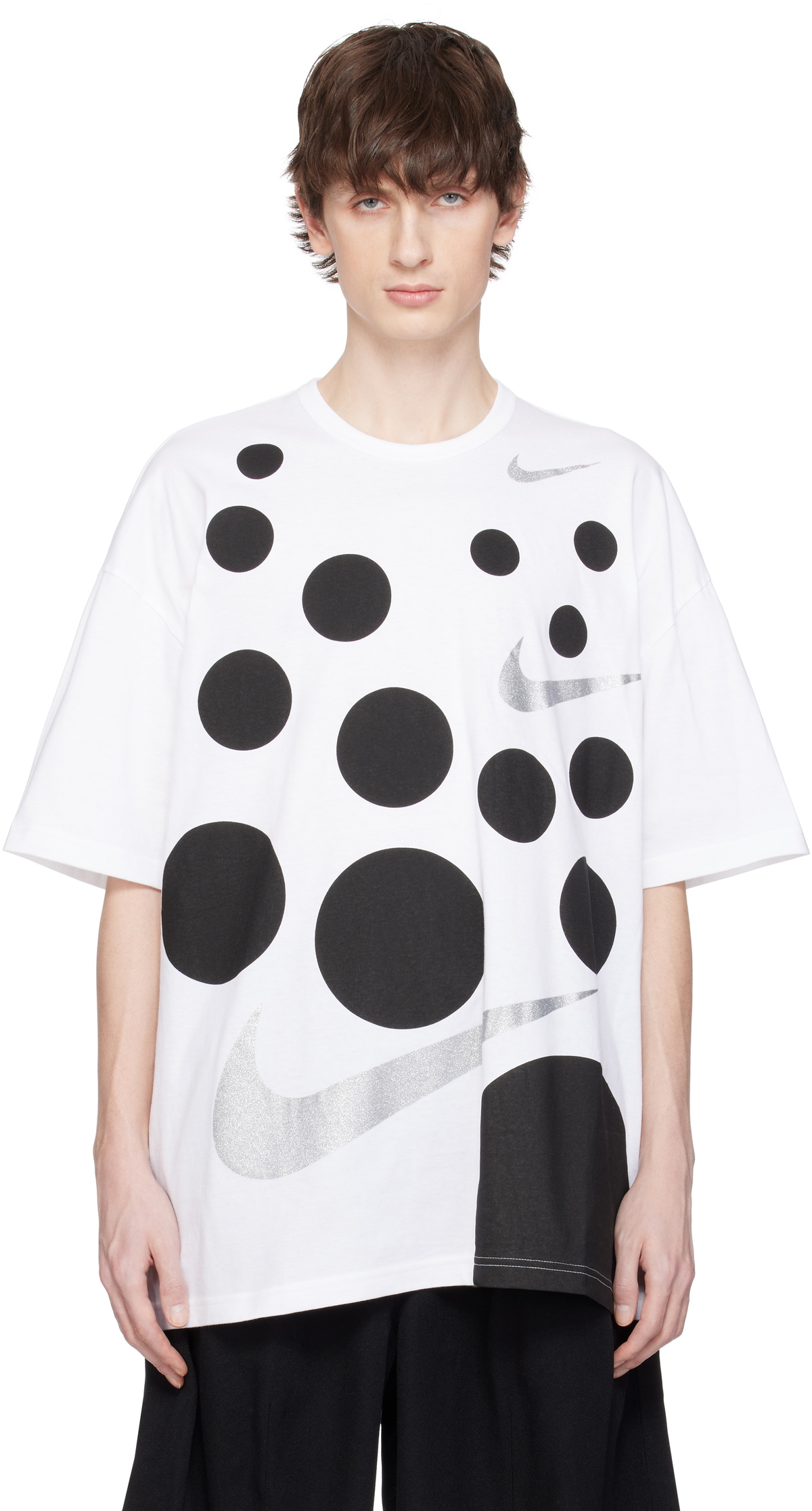 Black Comme des Garçons White Nike Edition Oversized T-shirt