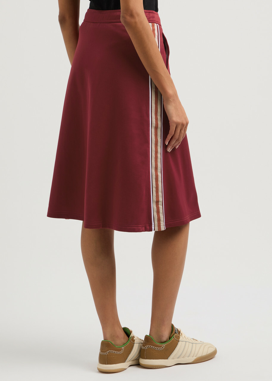 Wales Bonner Shine Panelled Jersey Skirt Burgundy