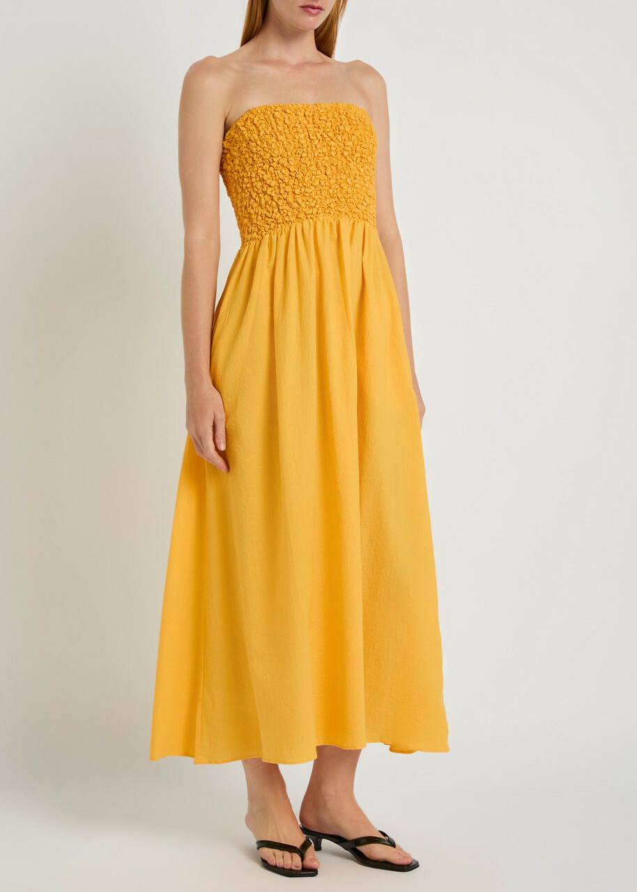 Faithfull The Brand Orla Strapless Stretch-cotton Midi Dress Orange
