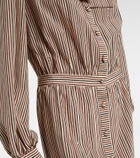 Valentino Striped tie-neck silk midi dress