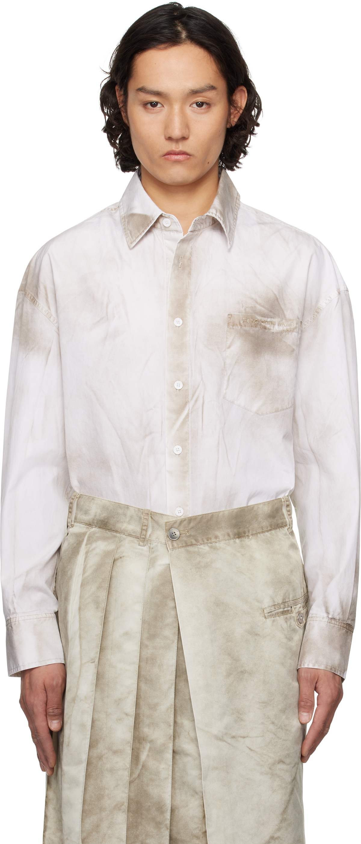 Feng Chen Wang White Sandwashed Shirt