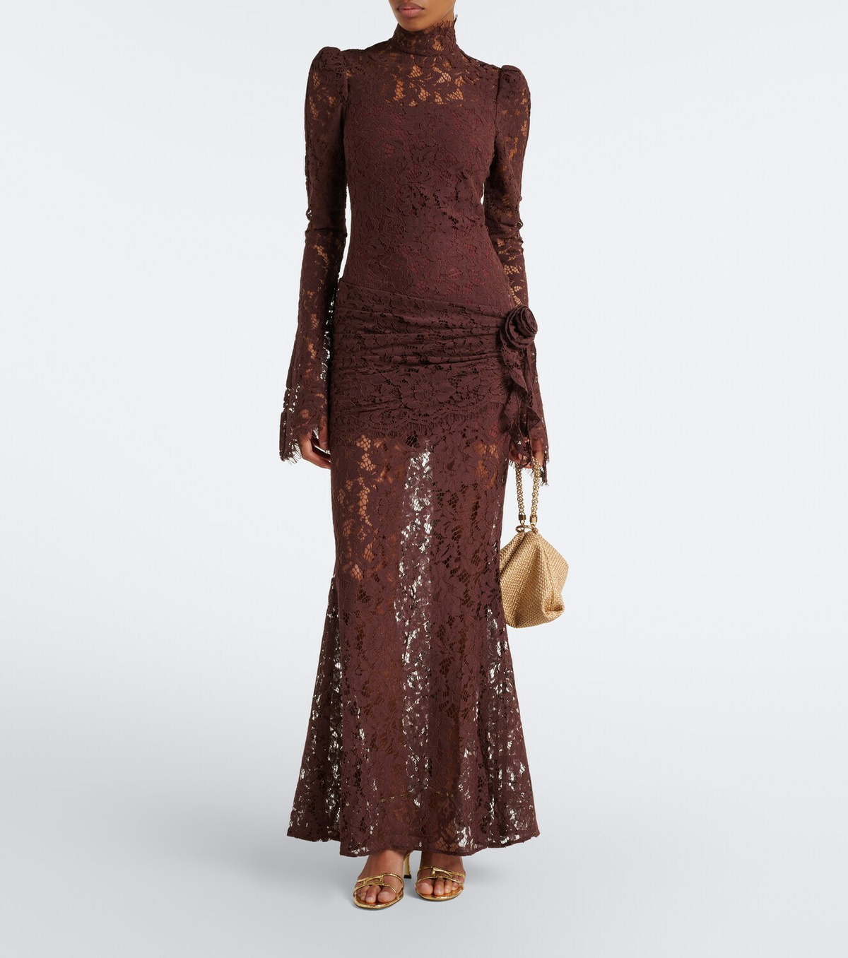 De La Vali Bodita draped cotton-blend lace gown