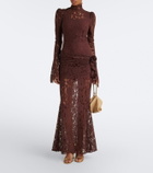 De La Vali Bodita draped cotton-blend lace gown