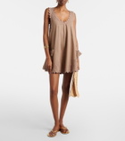 Juliet Dunn Embroidered cotton minidress