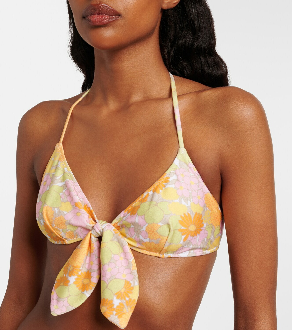 Chloé Bow-detail floral bikini top