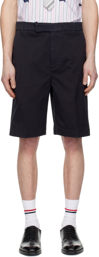 Photo: Thom Browne Navy Cotton Twill Utility Chino Shorts