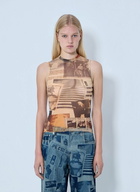 Jean Paul Gaultier Mesh Printed Journal Tank Top
