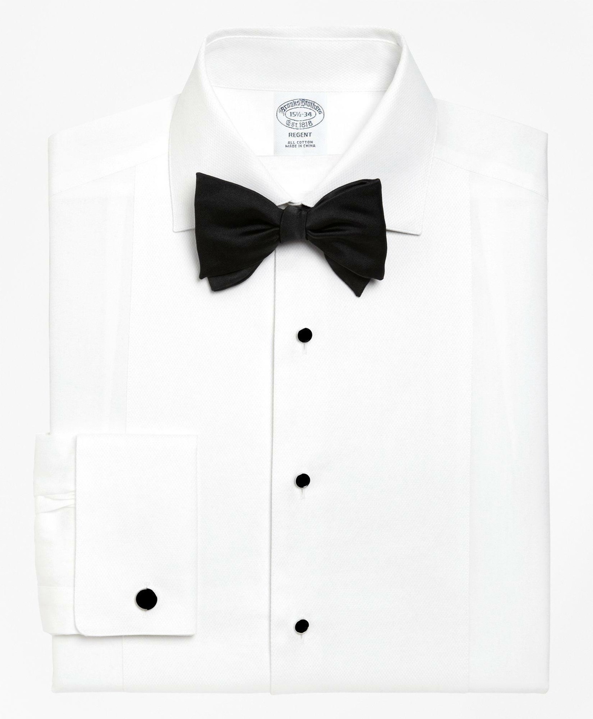 Brooks Brothers Men's Regent Fit Bib-Front Spread Collar Tuxedo Shirt | White