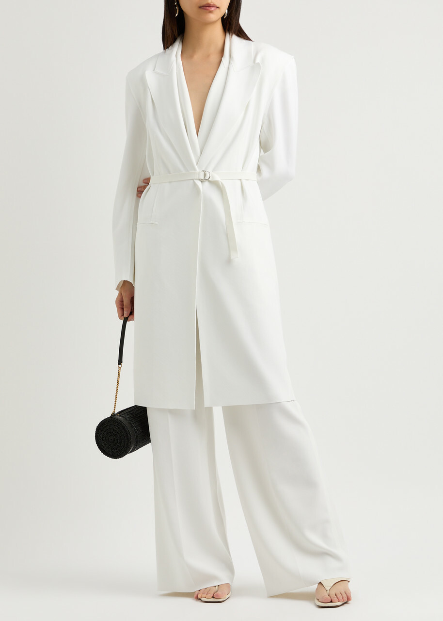 Norma Kamali Belted Stretch-jersey Jacket White
