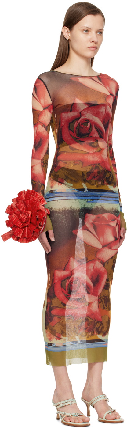 green emerald velvet dress Coral and Green Floral Maxi Dress with Tie Back