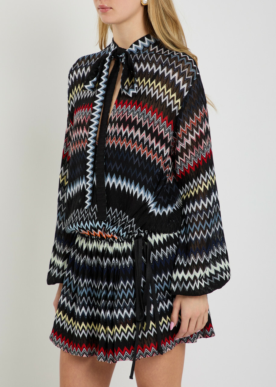Missoni Chevron Fine-knit Mini Dress Multicoloured