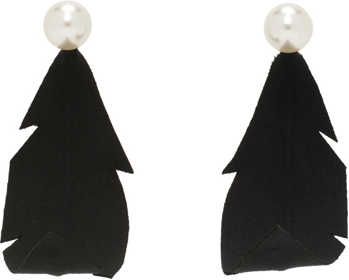 Photo: Marni Silver & Black Fabric Feather Earrings