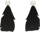Marni Silver & Black Fabric Feather Earrings
