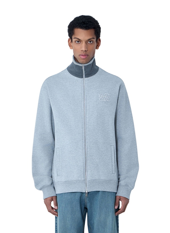 Photo: Miu Miu Logo Motif Zip-Up Sweatershirt