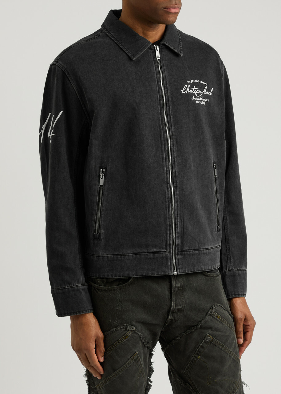 Axel Arigato Resort Logo-embroidered Denim Jacket Black