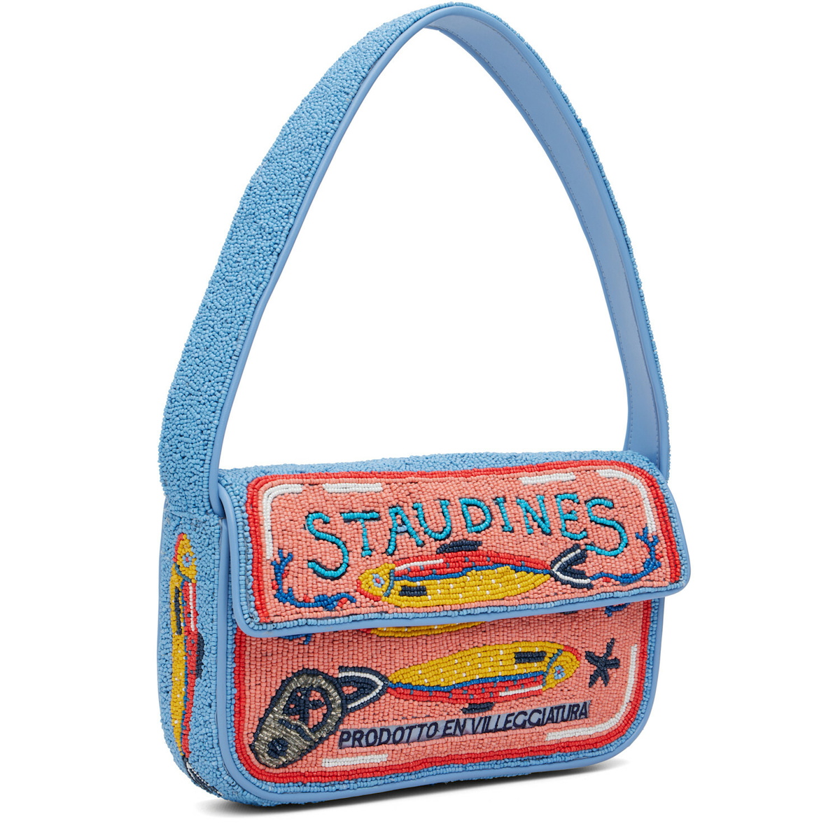 Staud Blue & Pink Tommy Beaded Bag