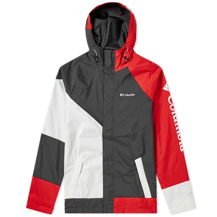 Photo: Columbia Windell Park Hooded Jacket Shark, White & Mountain Red