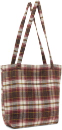 R13 Burgundy Medium Plaid Tote