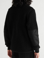 Stone Island - Logo-Embroidered Cotton Poplin-Panelled Wool-Blend Fleece Jacket - Black
