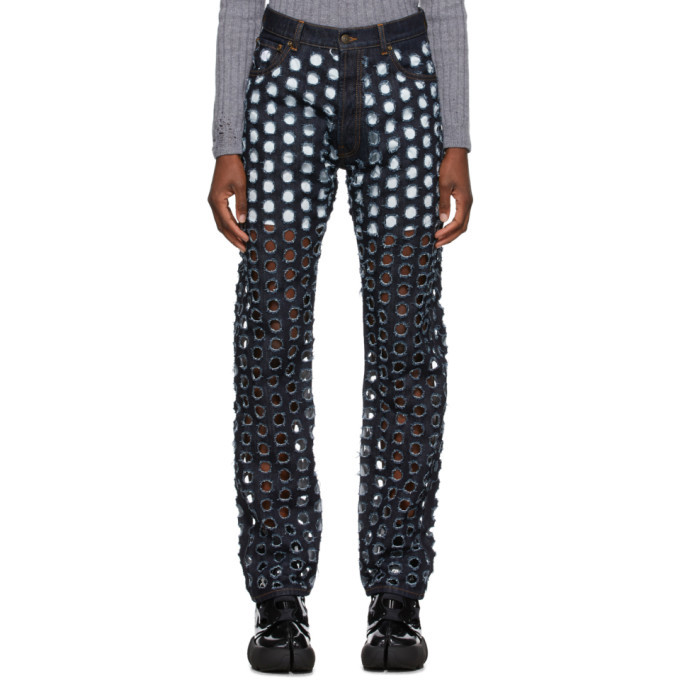 Maison Margiela Blue Perforated Jeans Maison Margiela