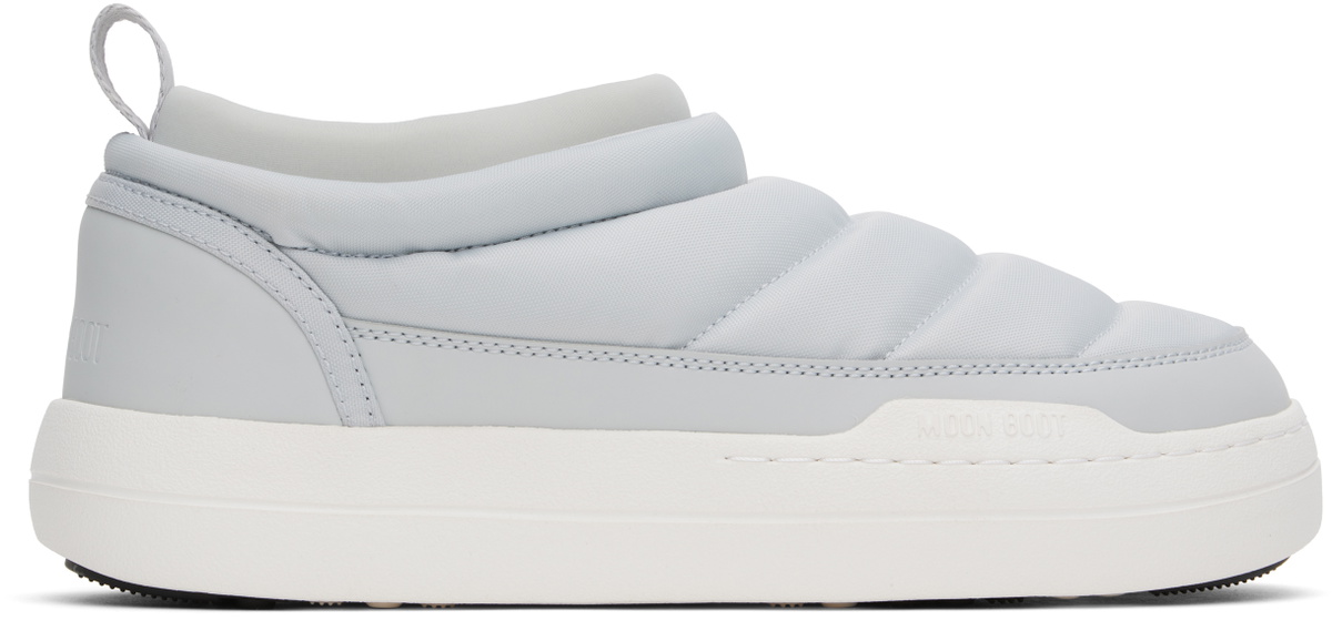 Moon Boot Gray & White Park Soft Nylon Loafers